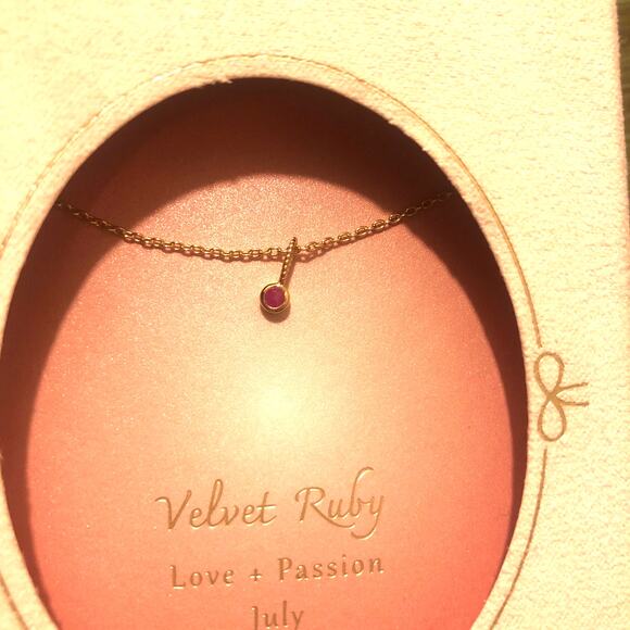 A New Day NWT 14K Gold Dipped Genuine Ruby Stone Pendant Necklace July - Picture 5 of 5